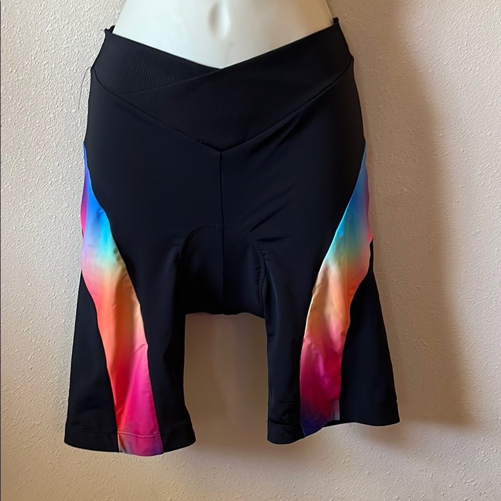Belroy Black and Rainbow Bike Shorts with V-Shaped Waistband